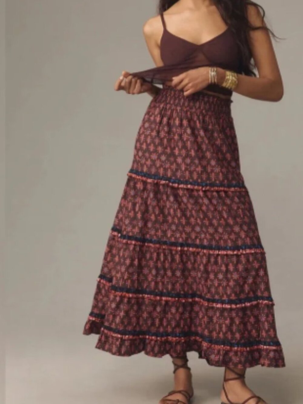 By Anthropologie Genevieve Maxi Skirt